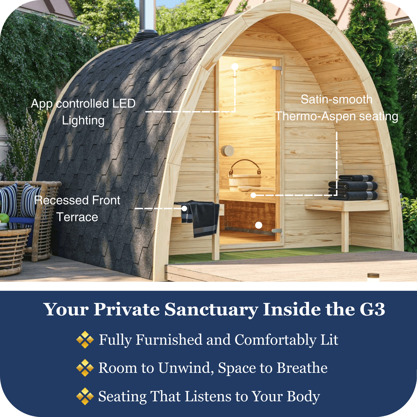 SaunaLife G3 Outdoor Home Sauna Kit (6 Person)