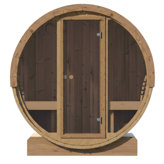 SaunaLife E7G Outdoor Barrel Sauna Glass Front (4 Person)
