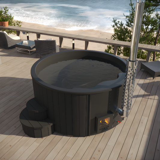 SaunaLife Black S4B Wood Fired Hot Tub (6 Person)
