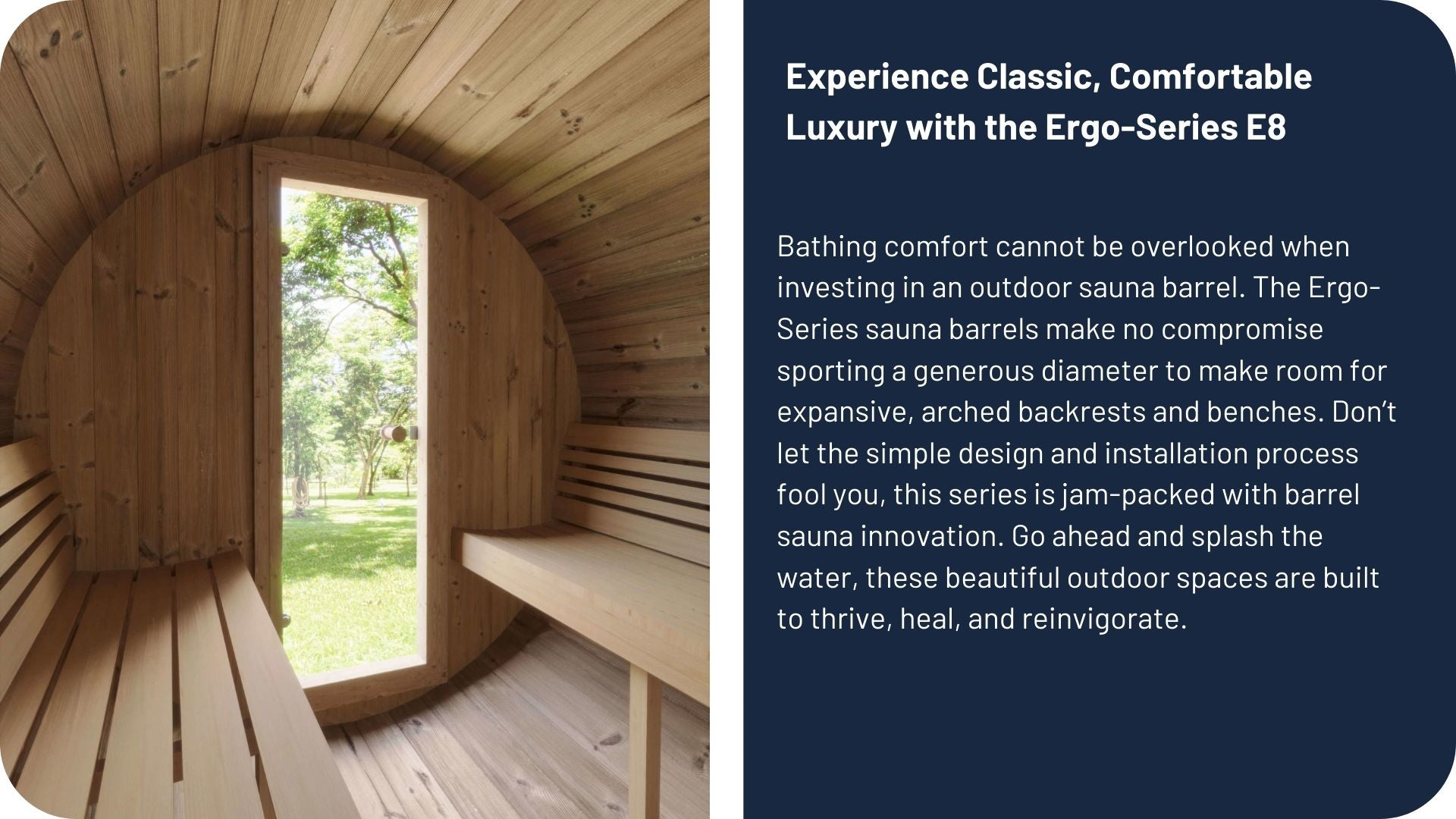 SaunaLife E8 Outdoor Barrel Sauna (6 person)