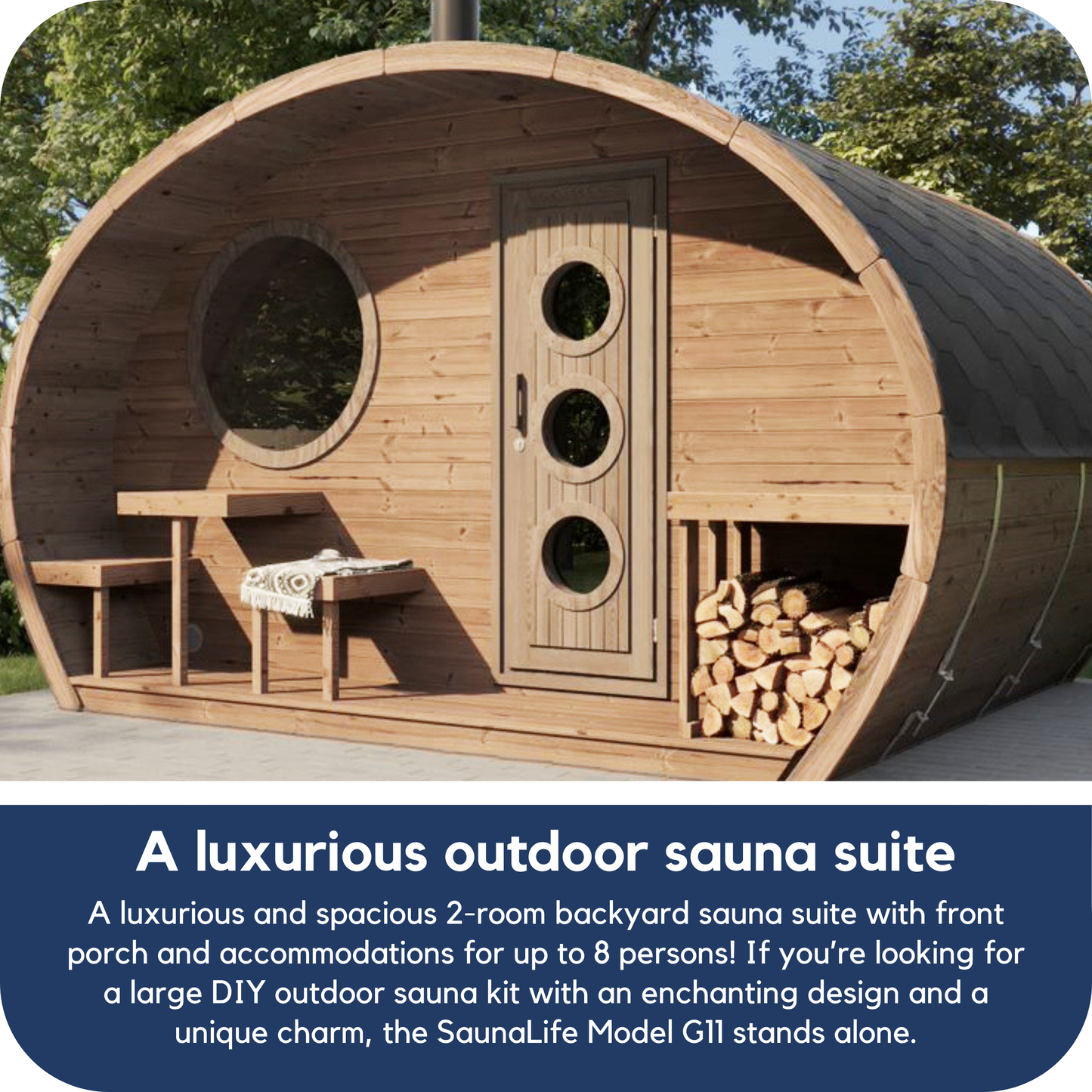 SaunaLife G11 2-Room Outdoor Sauna (8 Person)