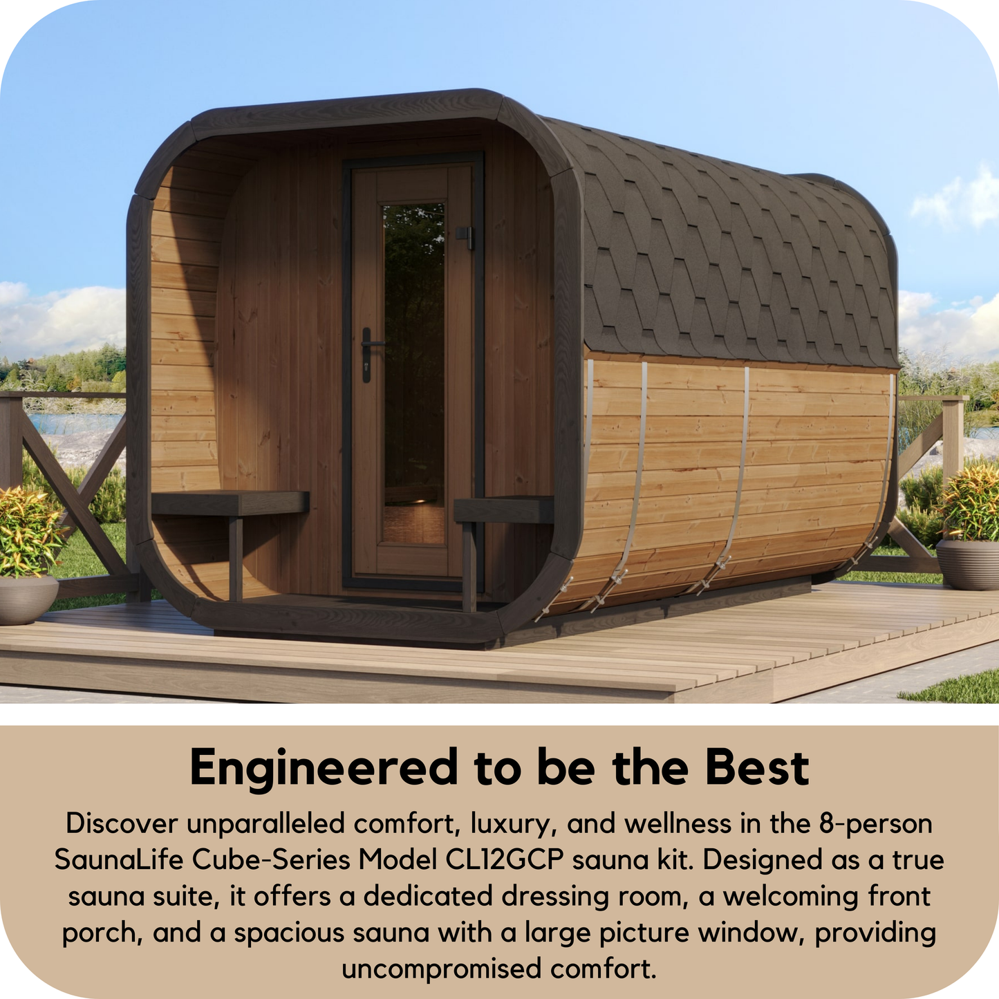 SaunaLife CL12GCP Outdoor Cube Sauna (8 Person)