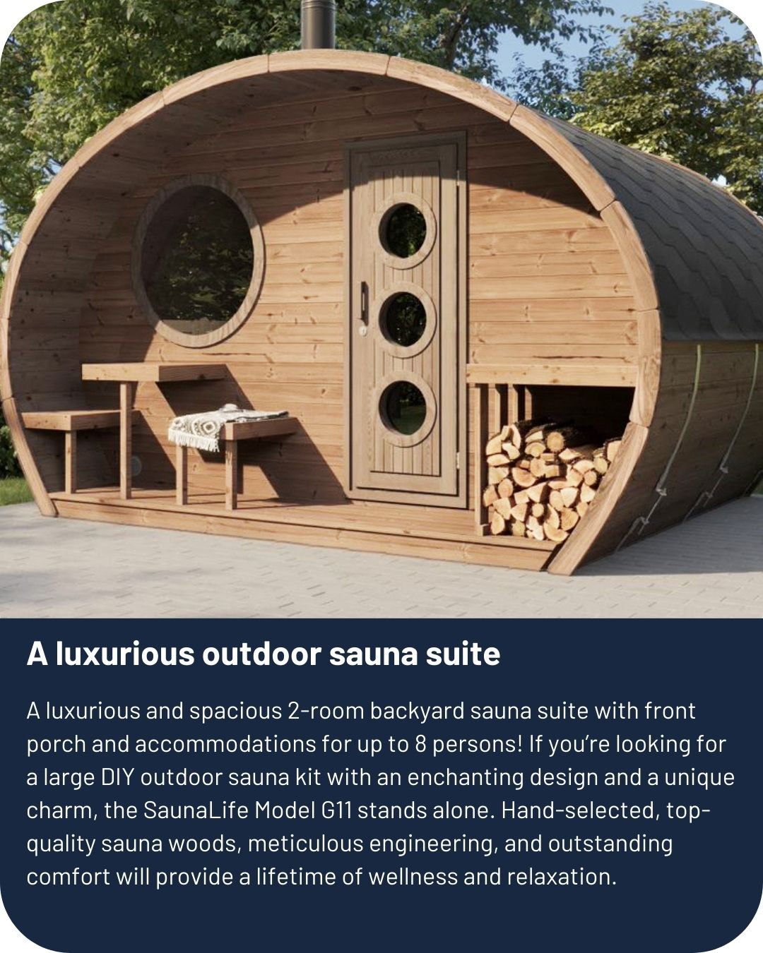 SaunaLife G11 2-Room Outdoor Home Sauna Kit SaunaLife Model G11
