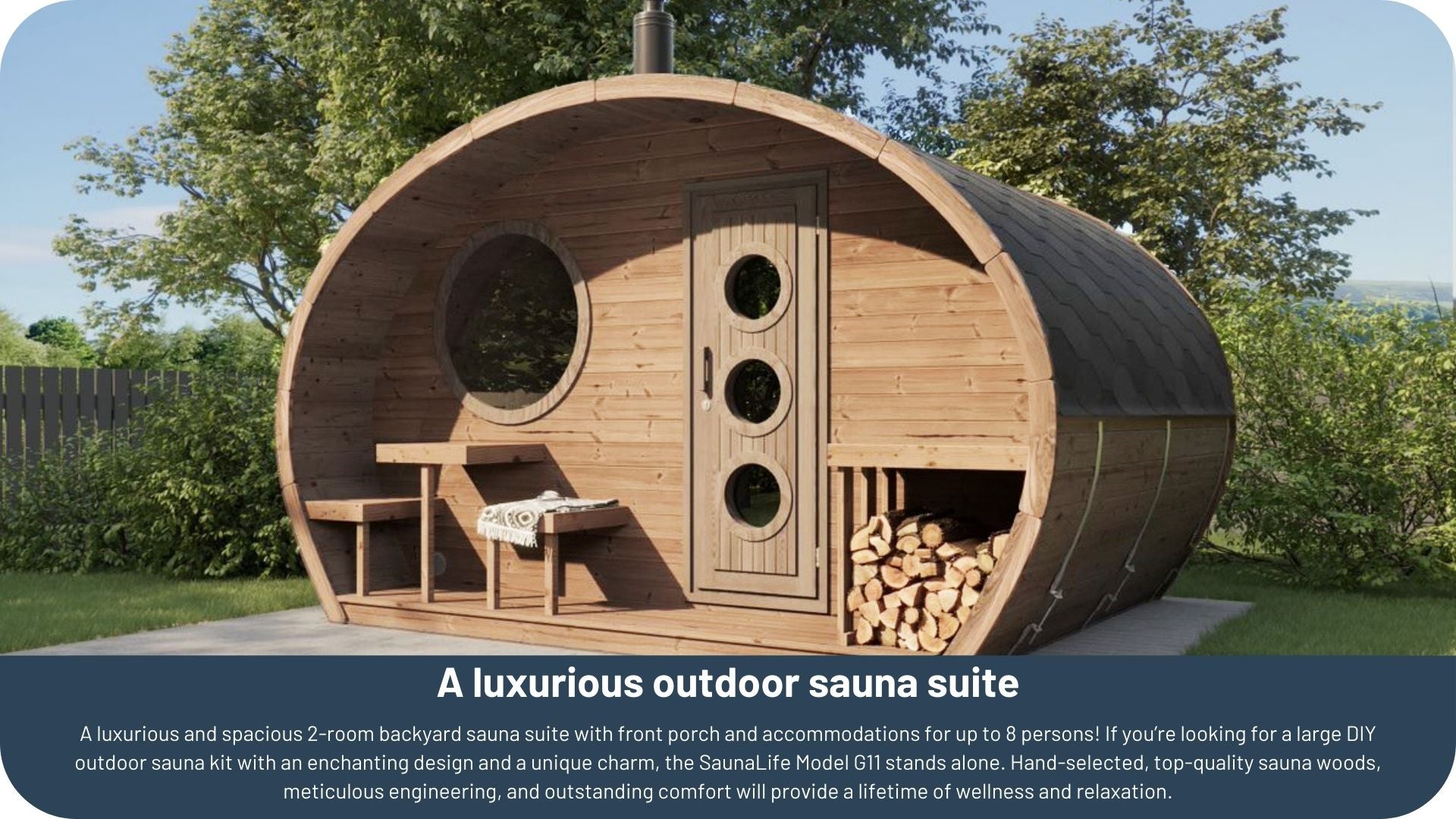 SaunaLife G11 2-Room Outdoor Home Sauna Kit SaunaLife Model G11