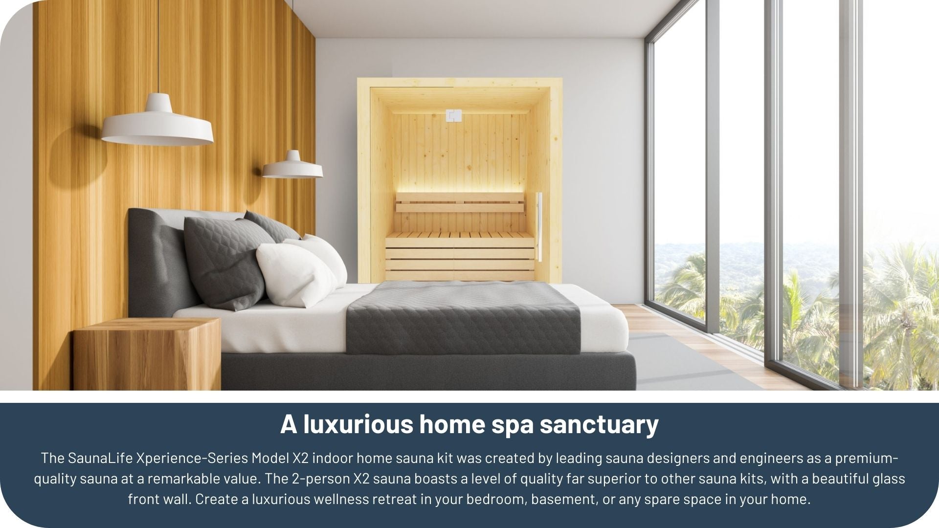 SaunaLife X2 Indoor Sauna with Glass Front (2 Person)