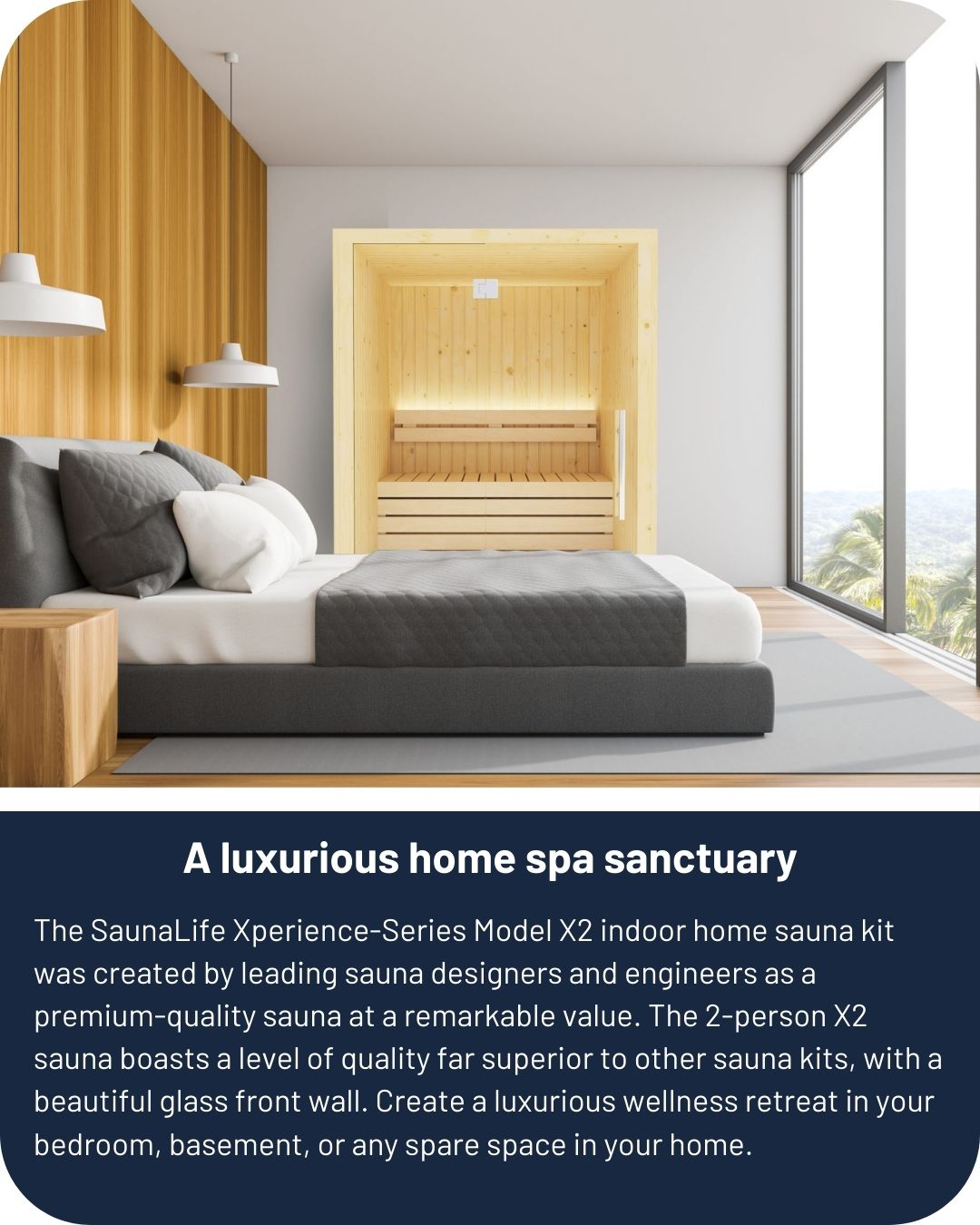 SaunaLife X2 Indoor Sauna with Glass Front (2 Person)