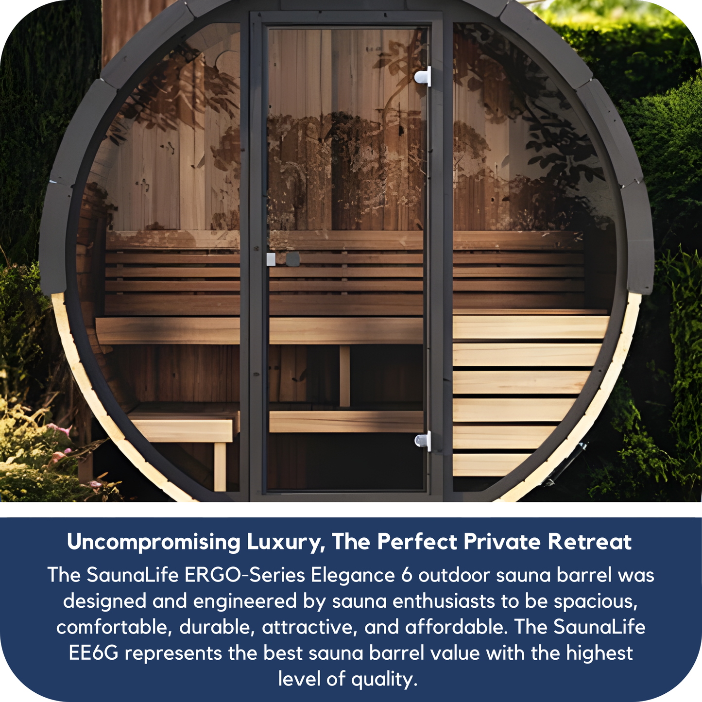 SaunaLife EE6G Outdoor Barrel Sauna (4 person)