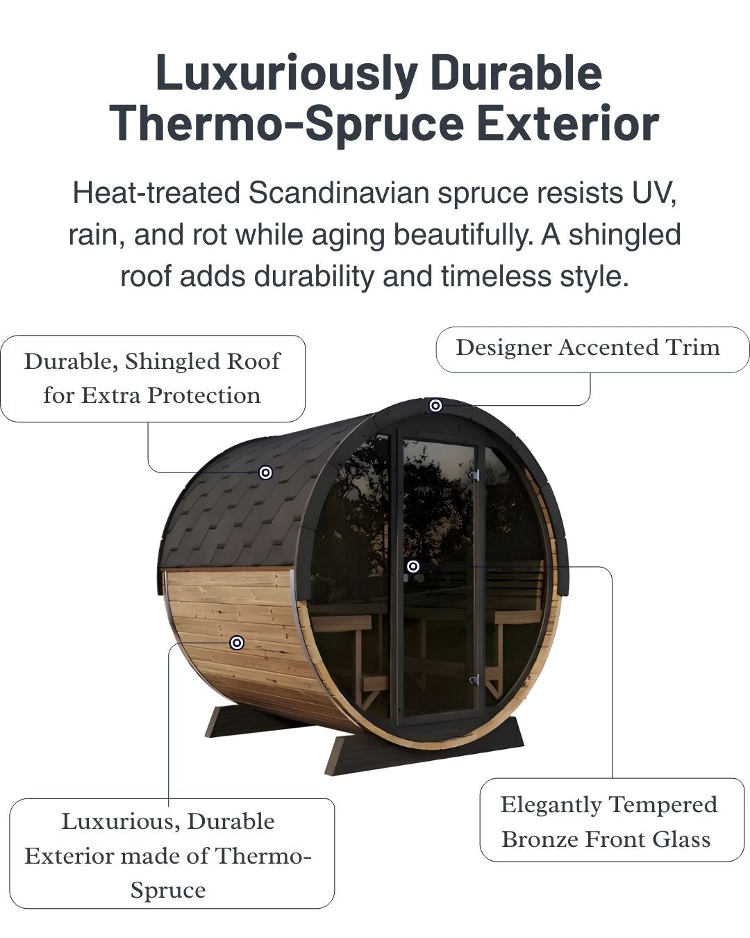 SaunaLife E8 Outdoor Barrel Sauna (6 person)