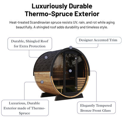 SaunaLife EE6G Outdoor Barrel Sauna (4 person)