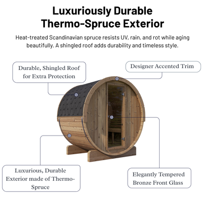SaunaLife E6 Outdoor Barrel Sauna (3 Person)