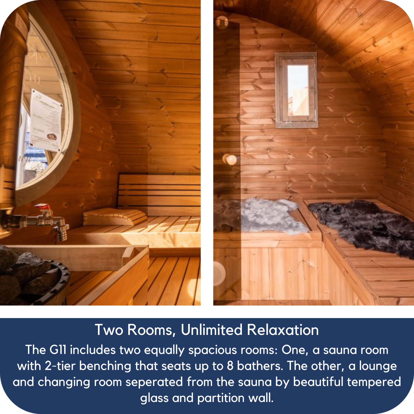 SaunaLife G11 2-Room Outdoor Sauna (8 Person)