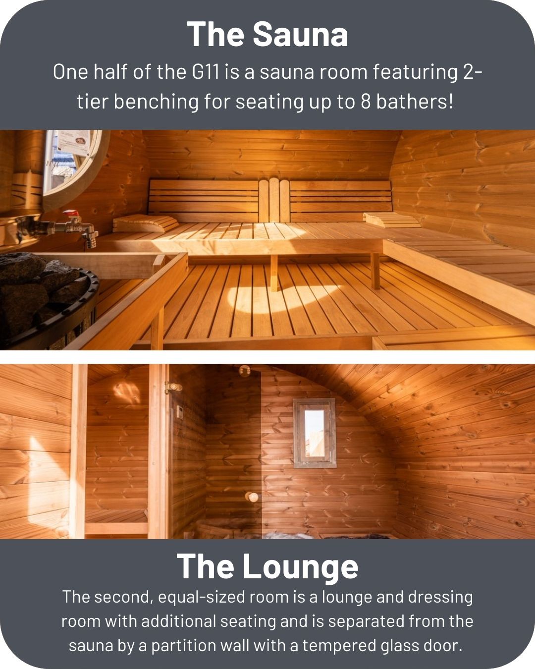 SaunaLife G11 2-Room Outdoor Home Sauna Kit SaunaLife Model G11