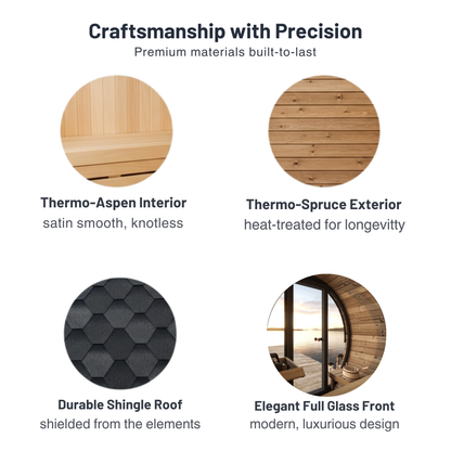 SaunaLife EE8G Outdoor Barrel Sauna (6 person)