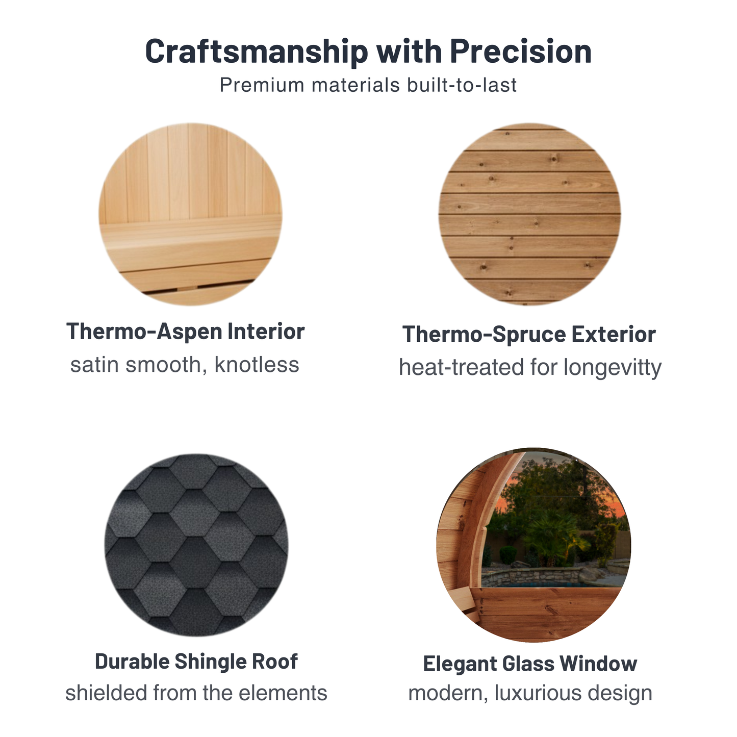 SaunaLife E8W Outdoor Barrel Sauna Rear Window (6 person)