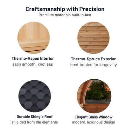 SaunaLife E8W Outdoor Barrel Sauna Rear Window (6 person)