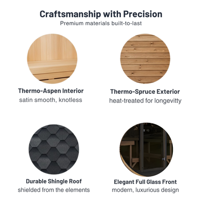 SaunaLife E8G Outdoor Barrel Sauna (6 person)