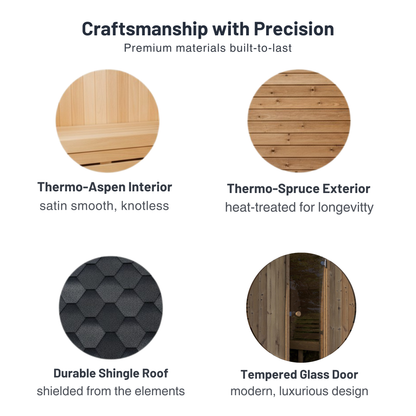 SaunaLife E6 Outdoor Barrel Sauna (3 Person)
