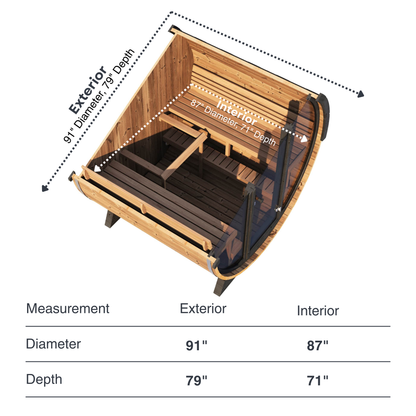 SaunaLife EE8G Outdoor Barrel Sauna (6 person)
