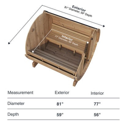 SaunaLife E6 Outdoor Barrel Sauna (3 Person)