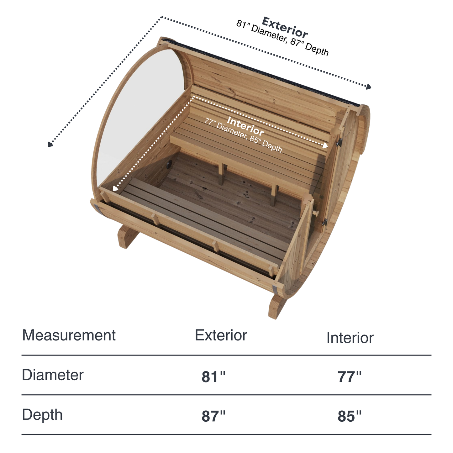 SaunaLife E8W Outdoor Barrel Sauna Rear Window (6 person)