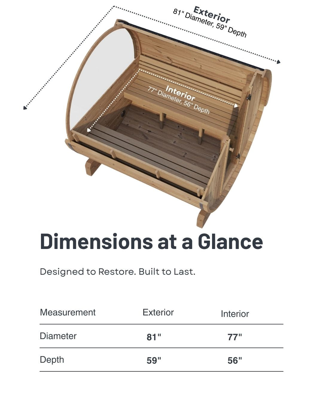 SaunaLife Model E7 Outdoor Barrel Sauna (4 Person)