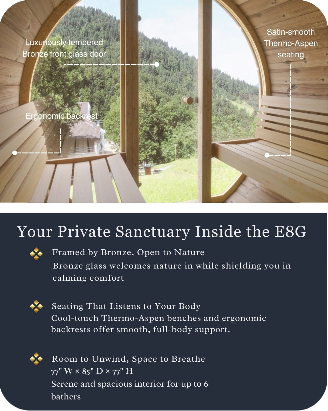 SaunaLife E8 Outdoor Barrel Sauna (6 person)