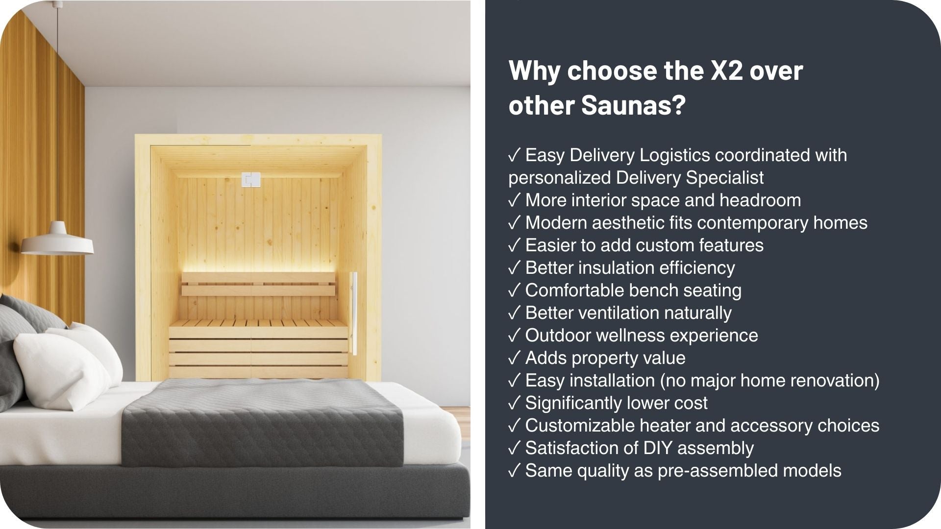 SaunaLife X2 Indoor Sauna with Glass Front (2 Person)