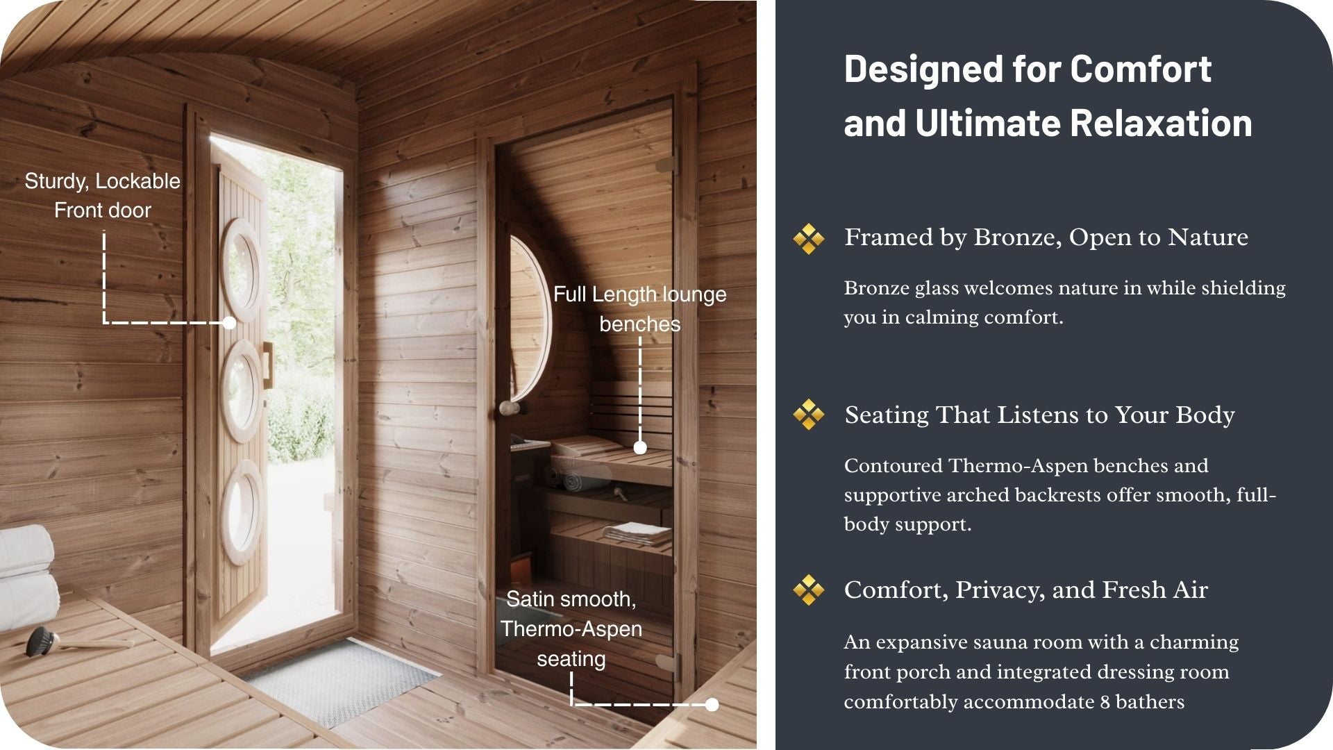 SaunaLife G11 2-Room Outdoor Home Sauna Kit SaunaLife Model G11