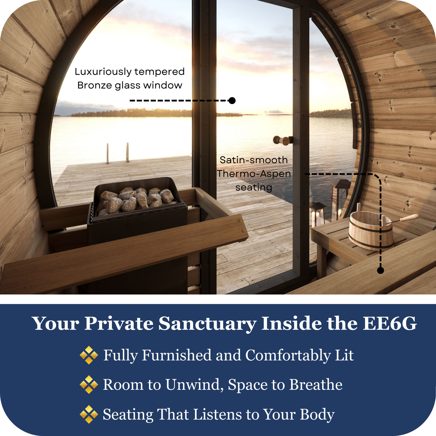 SaunaLife EE8G Outdoor Barrel Sauna (6 person)