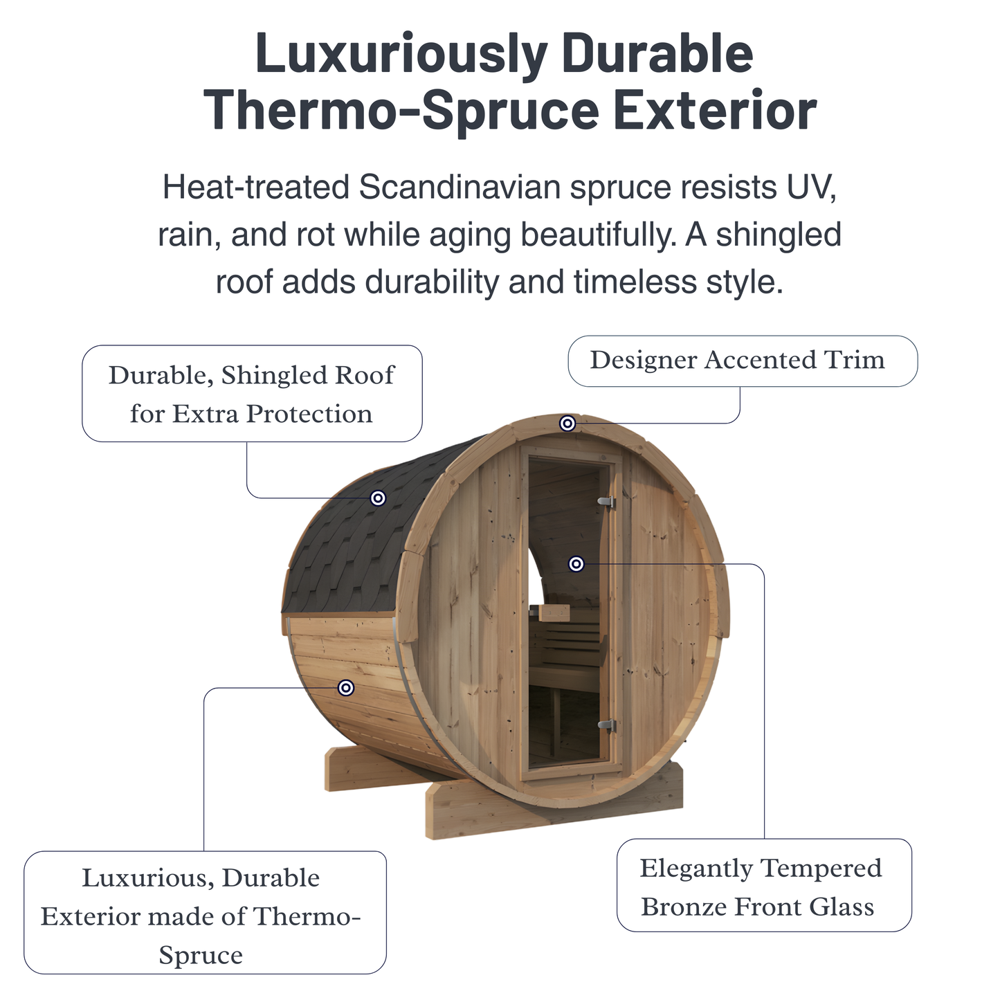 SaunaLife E7W Outdoor Barrel Sauna Rear Window (4 Person)