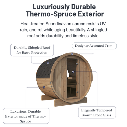 SaunaLife E7W Outdoor Barrel Sauna Rear Window (4 Person)