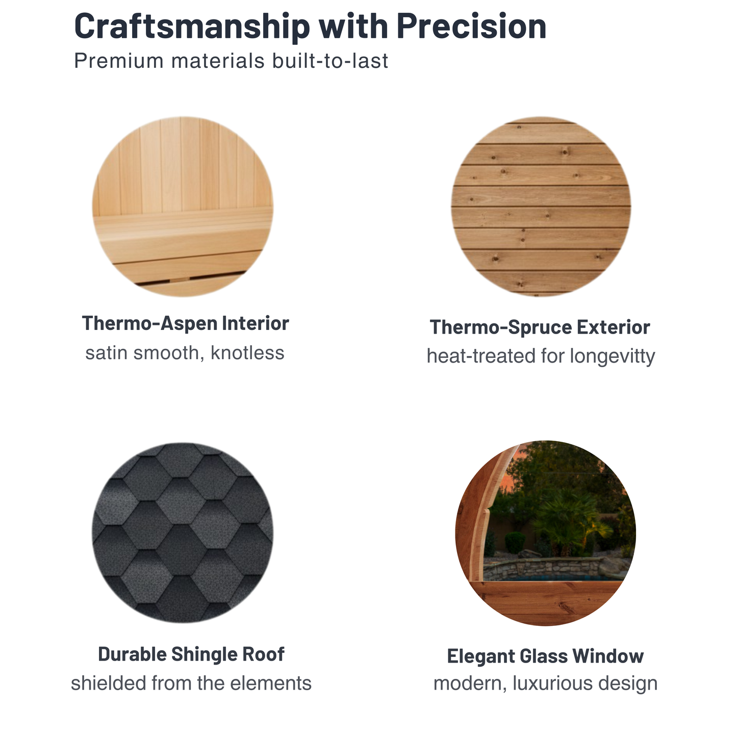 SaunaLife E7W Outdoor Barrel Sauna Rear Window (4 Person)