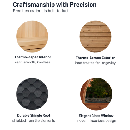 SaunaLife E7W Outdoor Barrel Sauna Rear Window (4 Person)