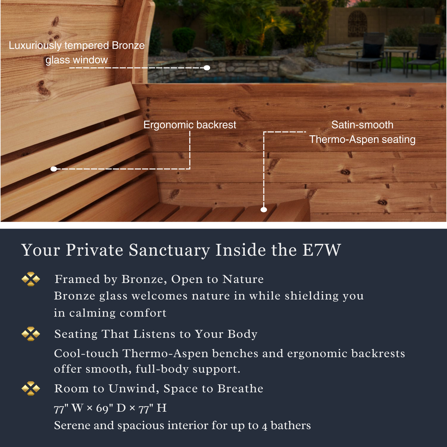 SaunaLife E7W Outdoor Barrel Sauna Rear Window (4 Person)