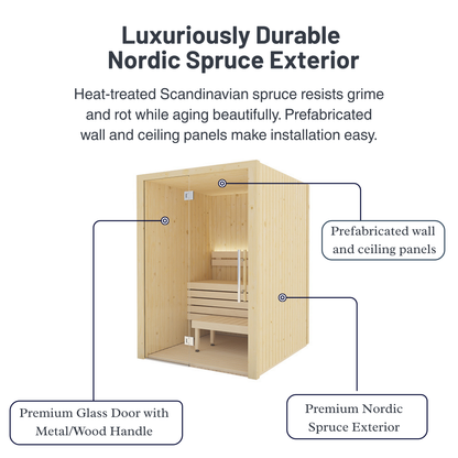 SaunaLife X2 Indoor Sauna with Glass Front (2 Person)