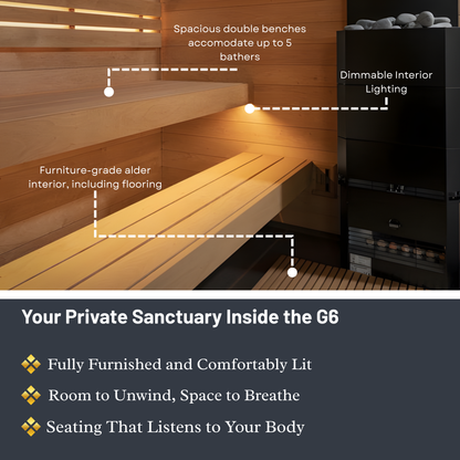 SaunaLife G6 Pre-Assembled Outdoor Sauna (5 Person)