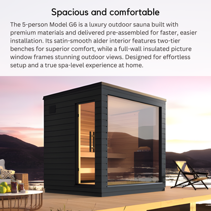 SaunaLife G6 Pre-Assembled Outdoor Sauna (5 Person)