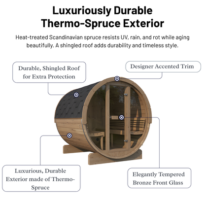SaunaLife E8G Outdoor Barrel Sauna (6 person)