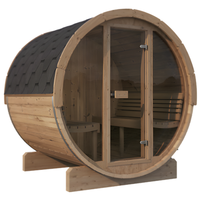 SaunaLife E7G Outdoor Barrel Sauna Glass Front (4 Person)