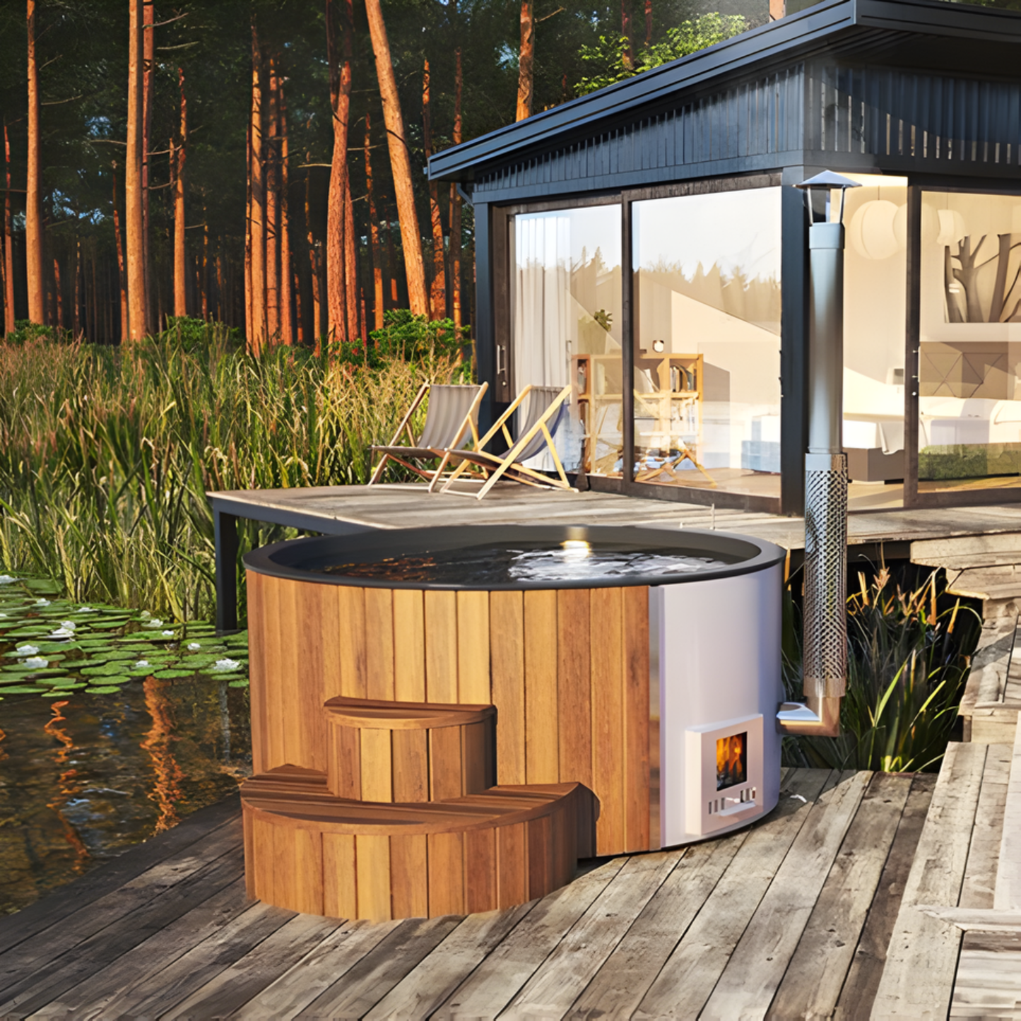 SaunaLife S4N Wood Fired Hot Tub (6 Person)