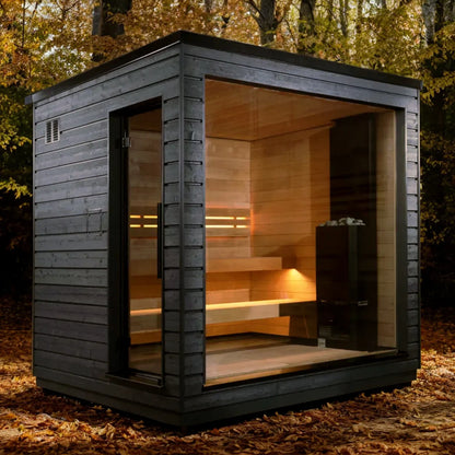 SaunaLife Model G6 Pre-Assembled Outdoor Home Sauna Garden-Series Fully Assembled Backyard Home Sauna, Up to 5 Persons
