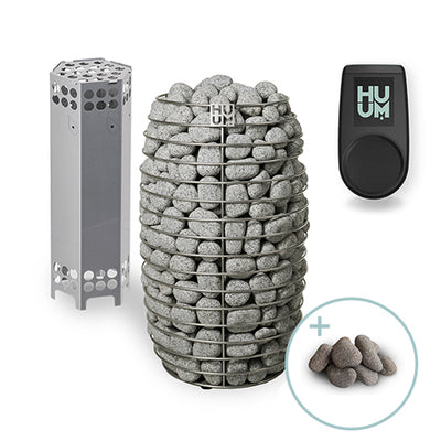 Huum Hive Mini 9STU Pkg ALSO INCLUDES - heater control and Huum Stones 24 (10 orders of sauna stones)
